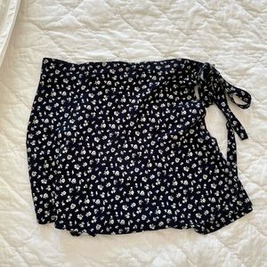 Brandy Melville blue floral wrap skirt
